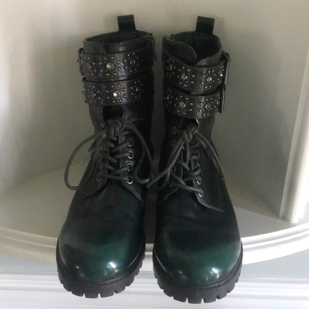 Mia Green Combat Style Boots SZ 8
